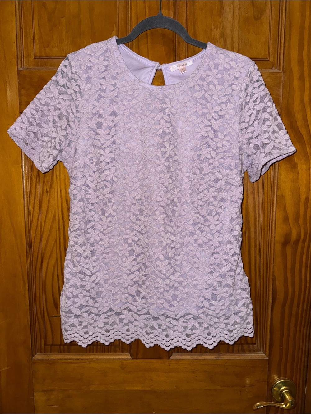 Women’s Lavender Lace Short Sleeve Top